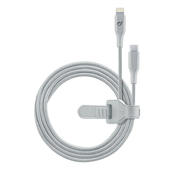 Cablu de încărcare și date Cellularline Satellite MFI, Lightning/USB Type-C, 1,2m, Argintiu
