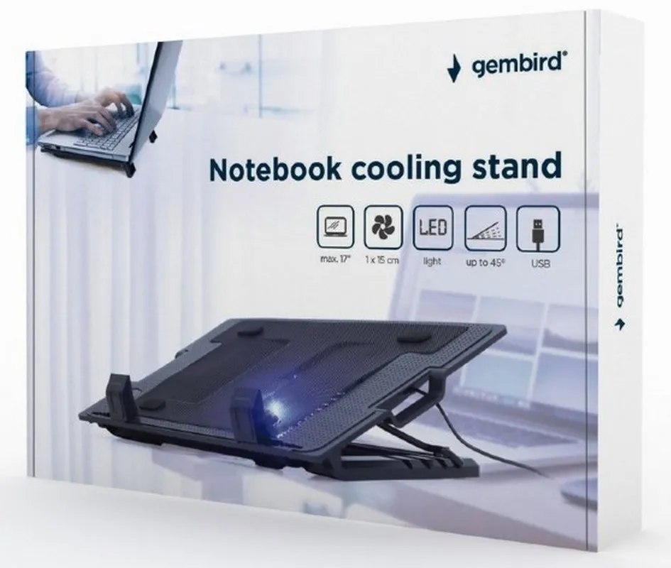 Suport de răcire pentru laptop Gembird NBS-1F17T-01, 17", Negru