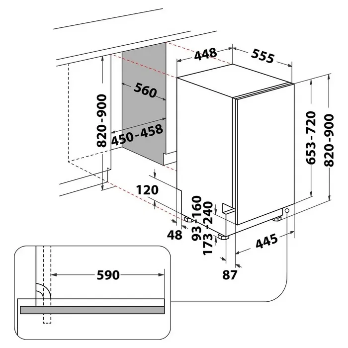 Mașină de spălat vase Whirlpool WSIP 4O33 PFE, Alb