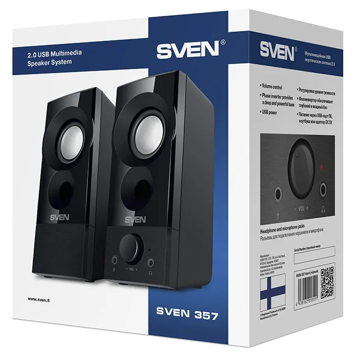 Boxe pentru calculator 2.0 SVEN "357", Negru
