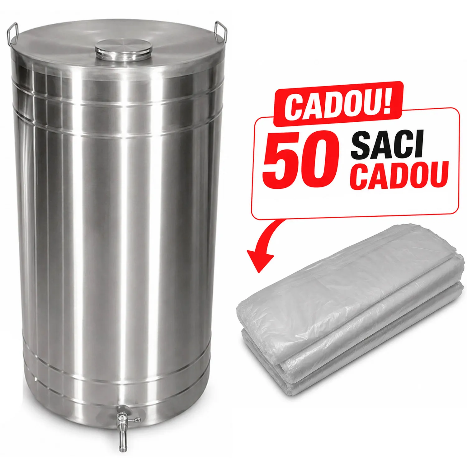 Butoi pentru vin din Inox 150 L + 50 saci cadou