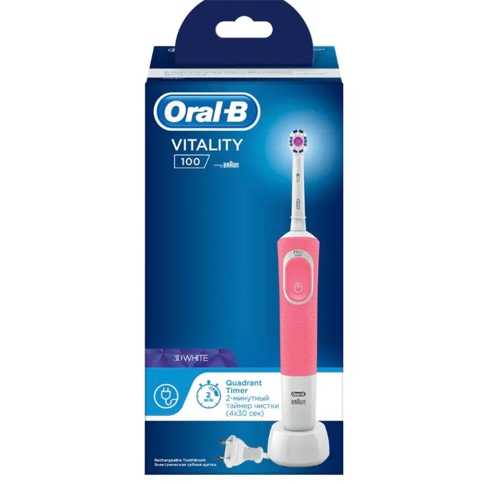 Periuță de dinți electrică Oral-B Vitality 100 Cross Action, Alb Roz