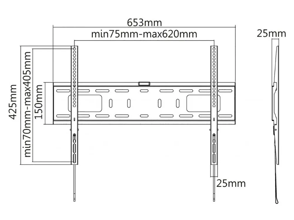 Suport fixat pe perete Reflecta Plano Flat 70-6040, Negru