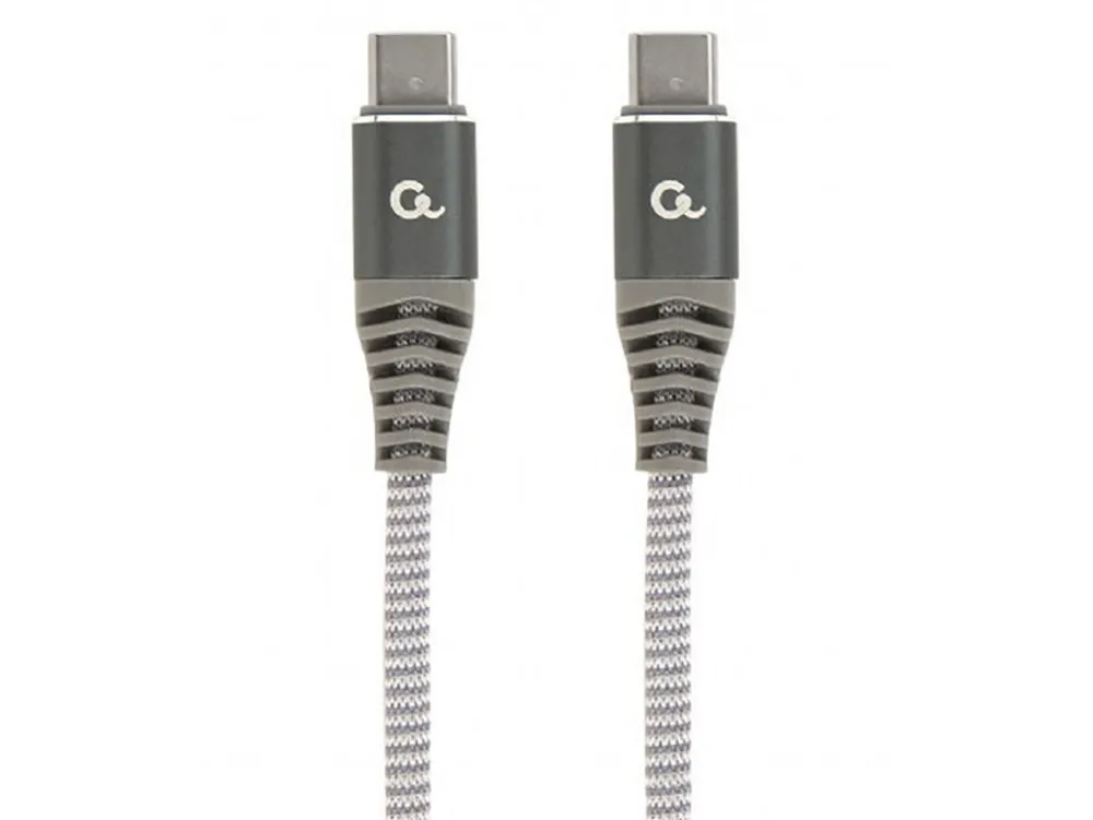  Blister Type-C/Type-C, CM/CM,  1.5 m, 100W charging power,Cablexpert Cotton Braided Spacegrey/White
