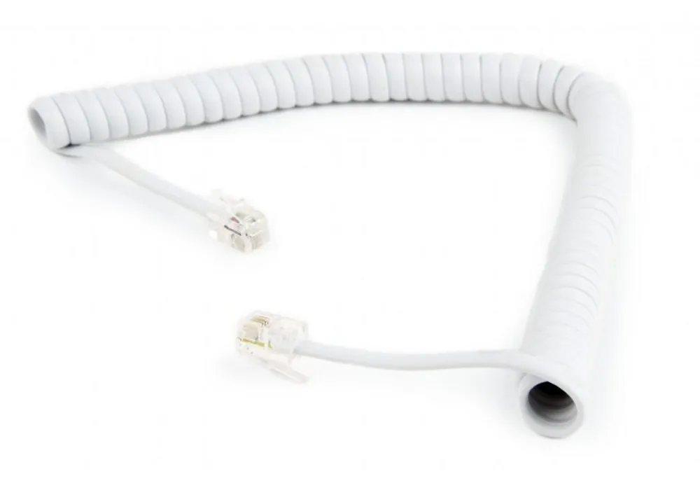 Cablu spiralat al receptorului telefonic Cablexpert TC4P4CS-2M, Alb