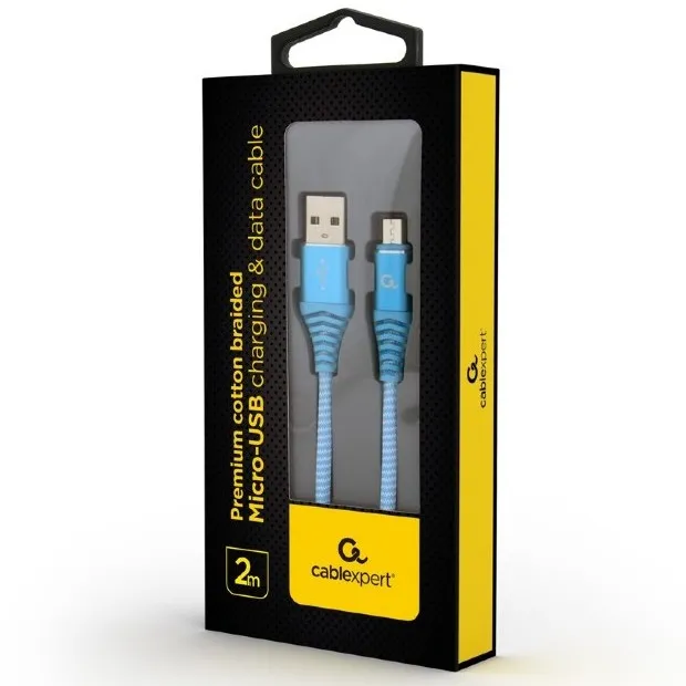 Cablu încărcare și sincronizare Cablexpert CC-USB2B-AMmBM-2M-VW, USB Type-A/micro-USB, 2m, Albastru