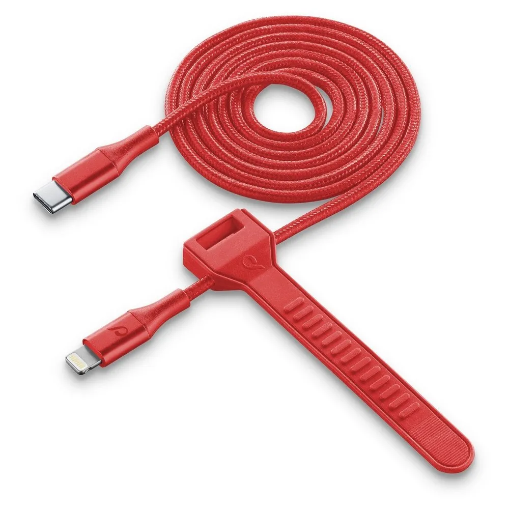 Cablu încărcare și sincronizare Cellularline Satellite MFI, USB Type-C/Lightning, 1m, Roșu