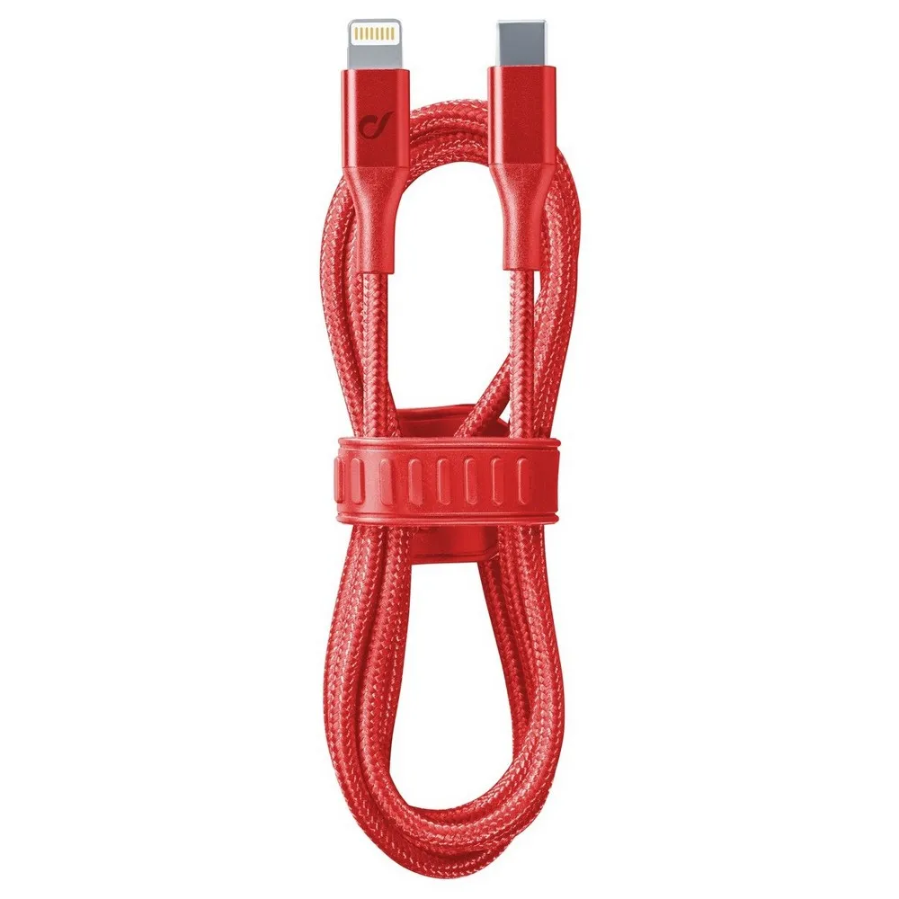 Cablu încărcare și sincronizare Cellularline Satellite MFI, USB Type-C/Lightning, 1m, Roșu