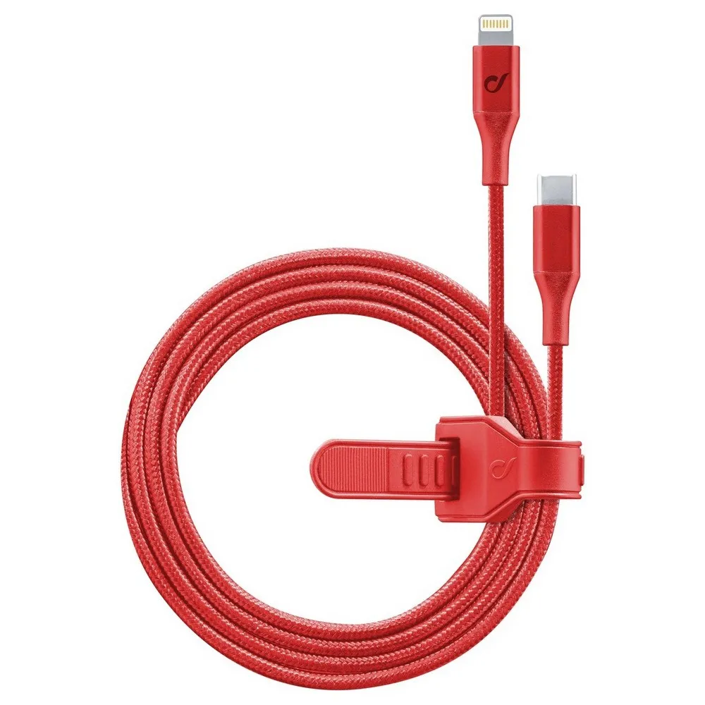 Cablu încărcare și sincronizare Cellularline Satellite MFI, USB Type-C/Lightning, 1m, Roșu