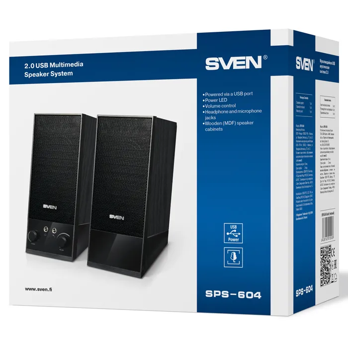 Boxe pentru calculator 2.0 SVEN SPS-604, Negru