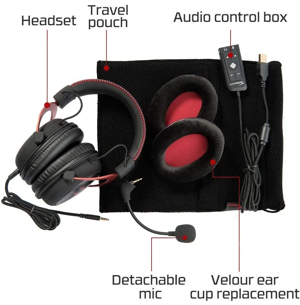 Căști gaming HyperX Cloud II, Cu fir, Negru/Roșu