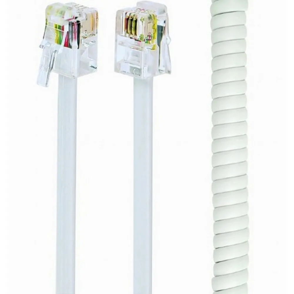 Cablu spiralat al receptorului telefonic Cablexpert TC4P4CS-2M, Alb