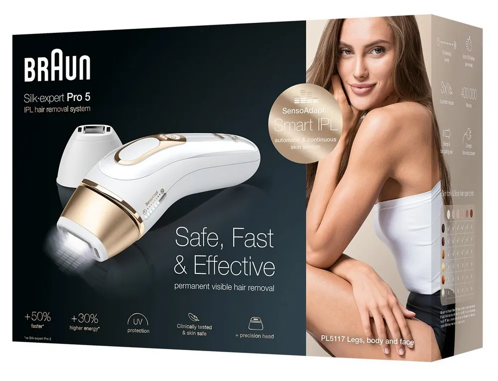 Fotoepilator BRAUN PL5117, Alb/Auriu