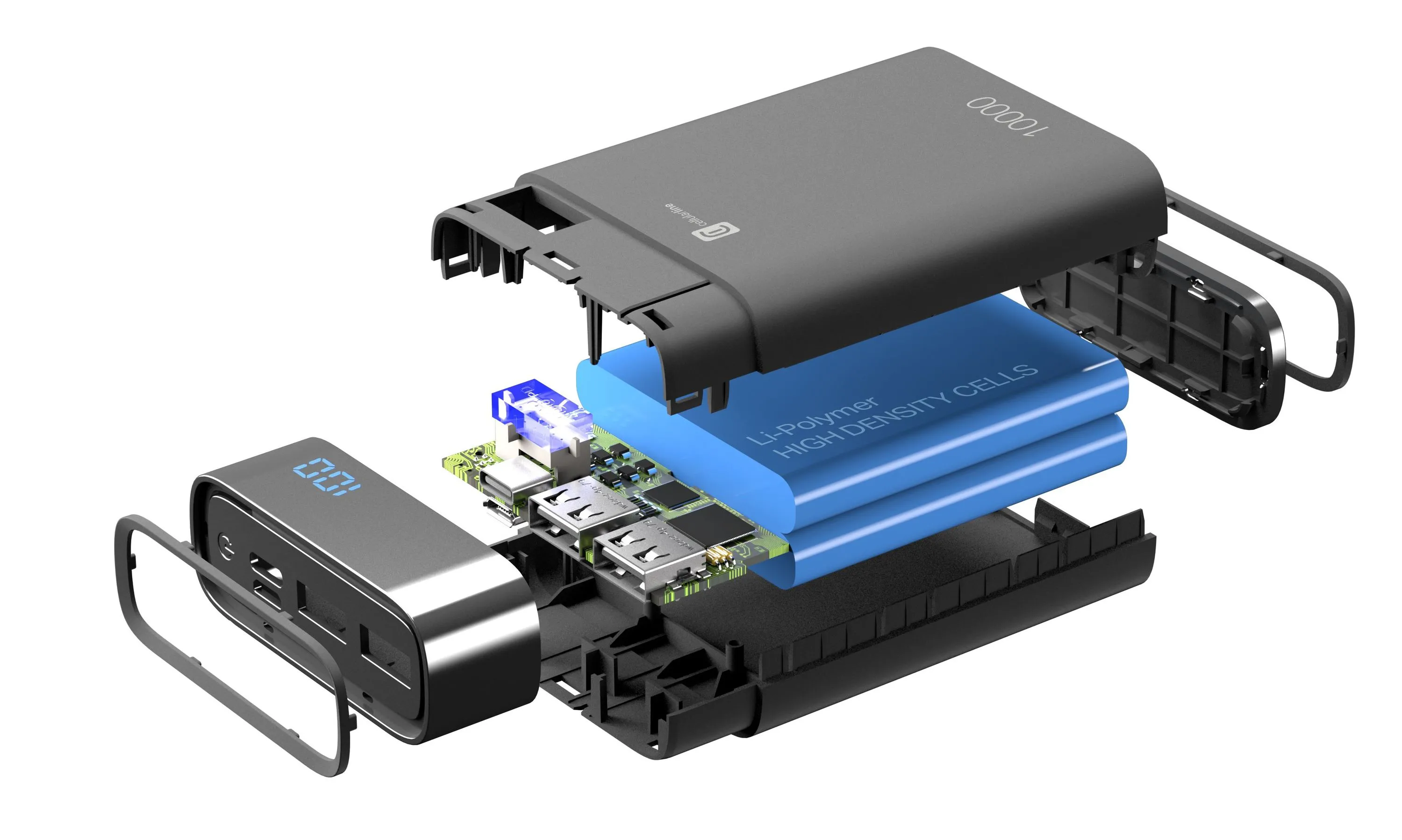 Acumulator extern Cellularline FreePower MANTA 10000, 10mAh, Negru