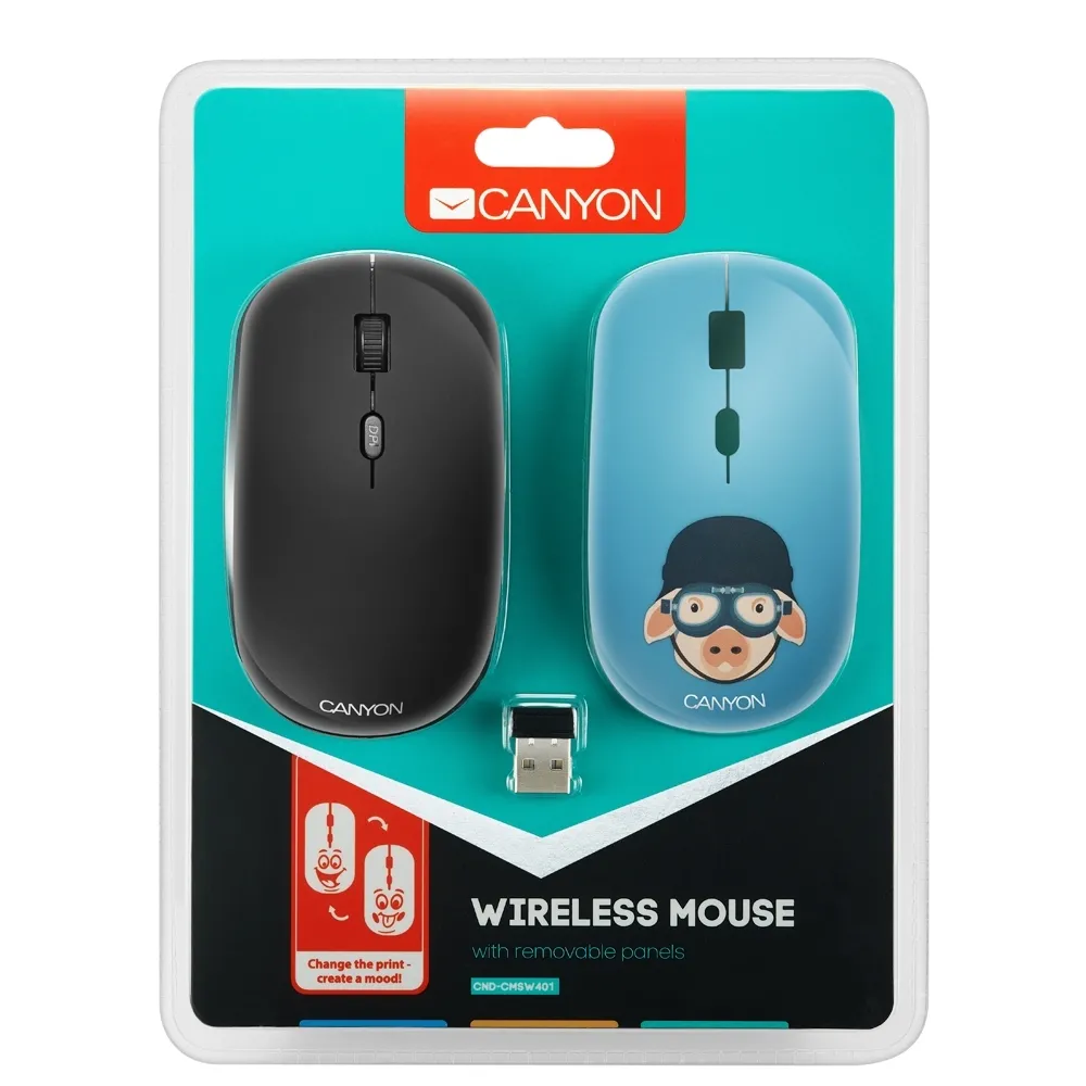 Mouse Wireless Canyon CND-CMSW401MP, Multicolor