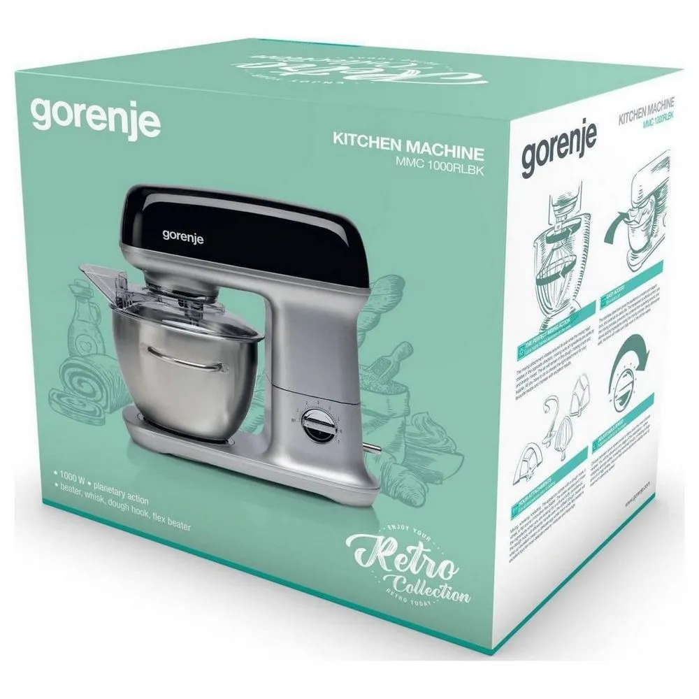 Robot de bucătărie Gorenje Retro Collection MMC1000RLBK, Negru