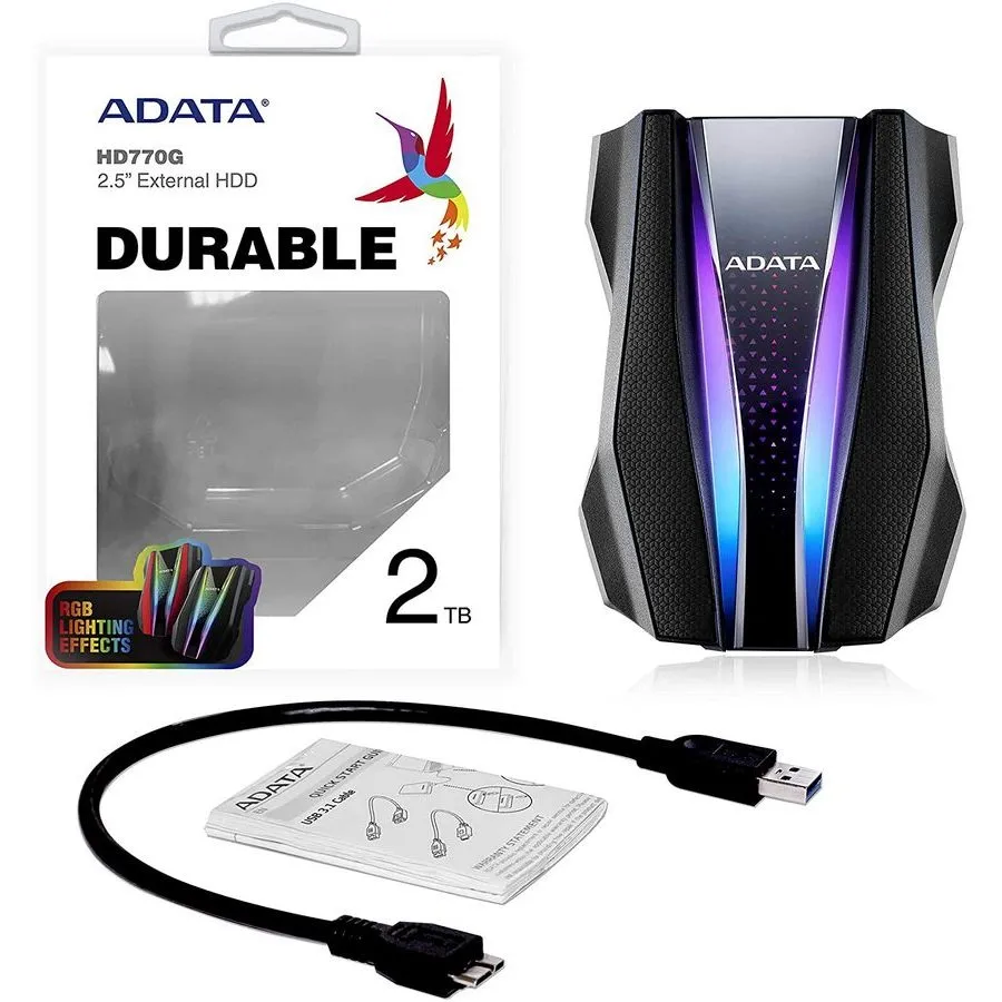HDD portabil extern ADATA HD770G,  2 TB, Negru (AHD770G-2TU32G1-CBK)