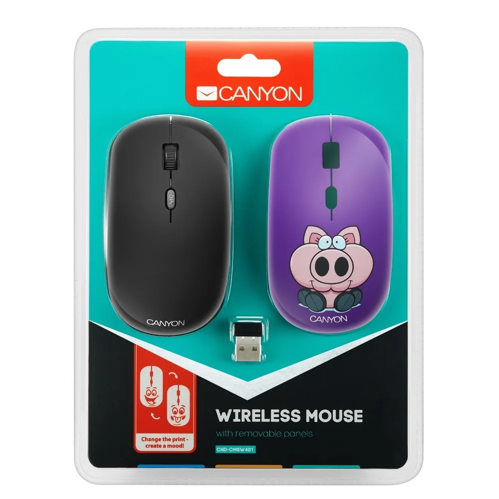 Mouse Wireless Canyon CND-CMSW401PB, Multicolor