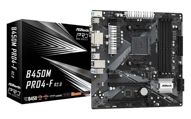 Placă de bază ASRock B450M PRO4-F R2.0, AM4, AMD B450, Micro-ATX