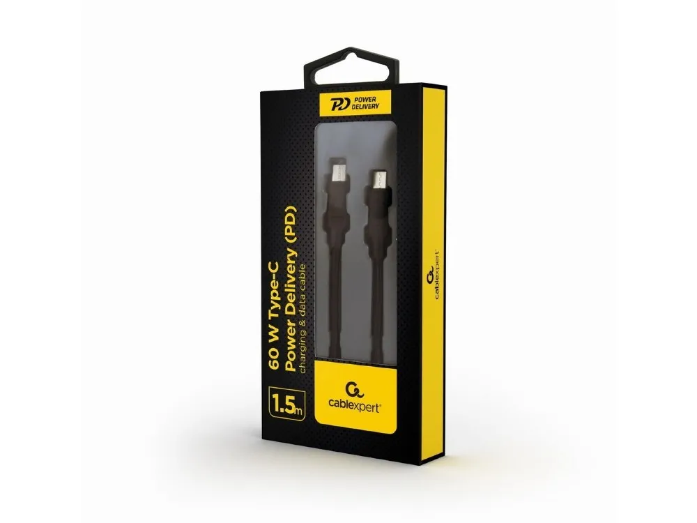  Blister Type-C/Type-C, CM/CM,  1.5 m,  60W charging power, Cablexpert, Black