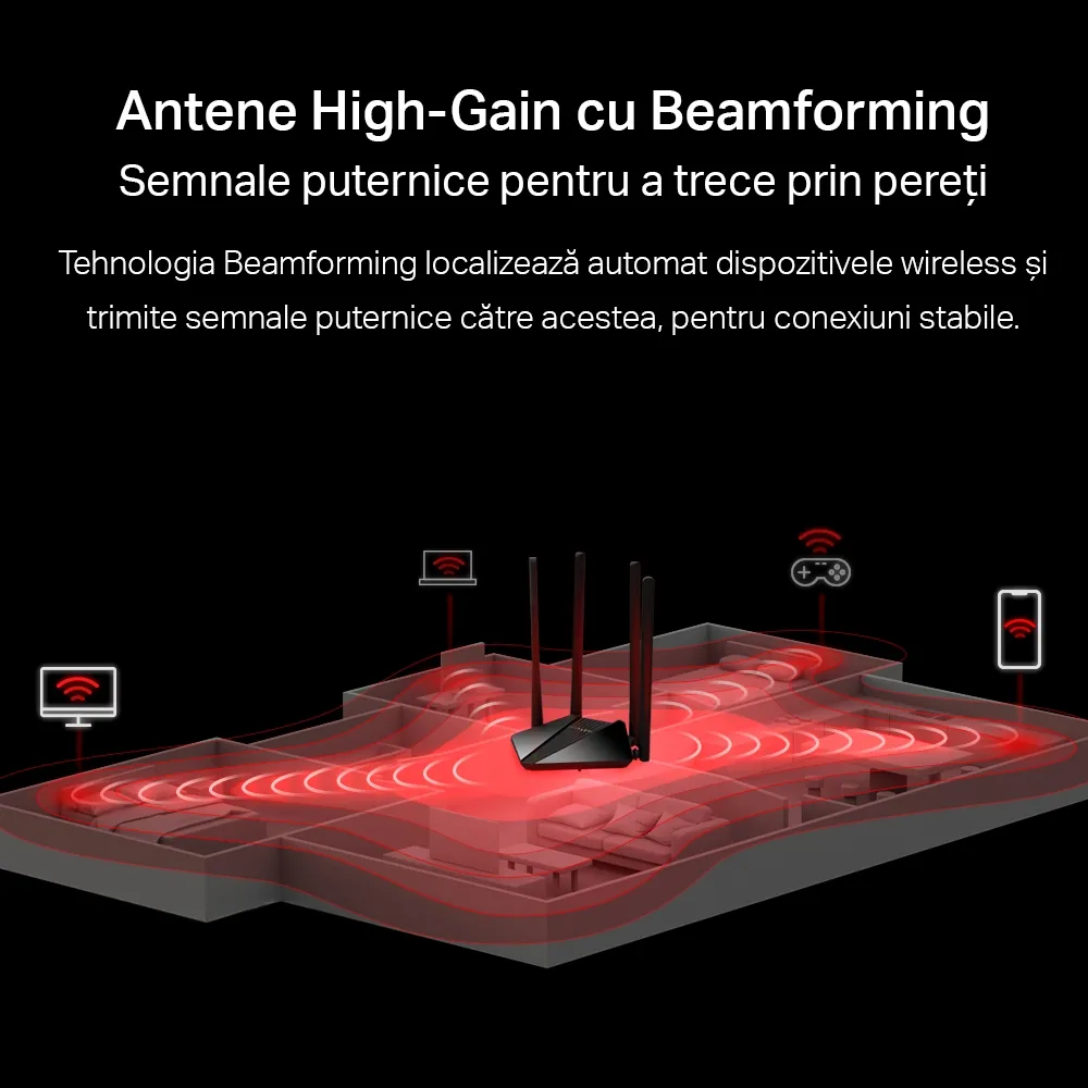 Router fără fir MERCUSYS MR30G, Negru