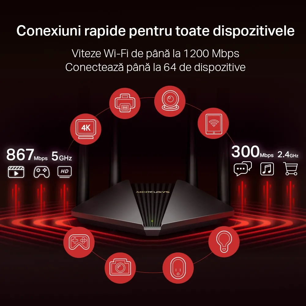 Router fără fir MERCUSYS MR30G, Negru