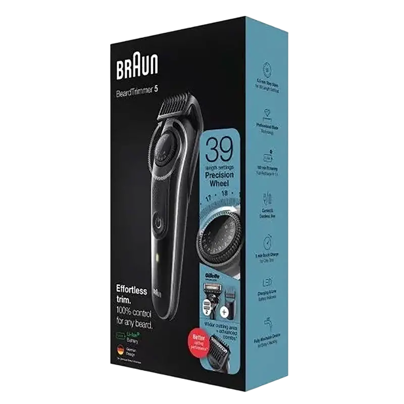 Trimmer pentru bărbați Braun BT5342, Negru | Gri