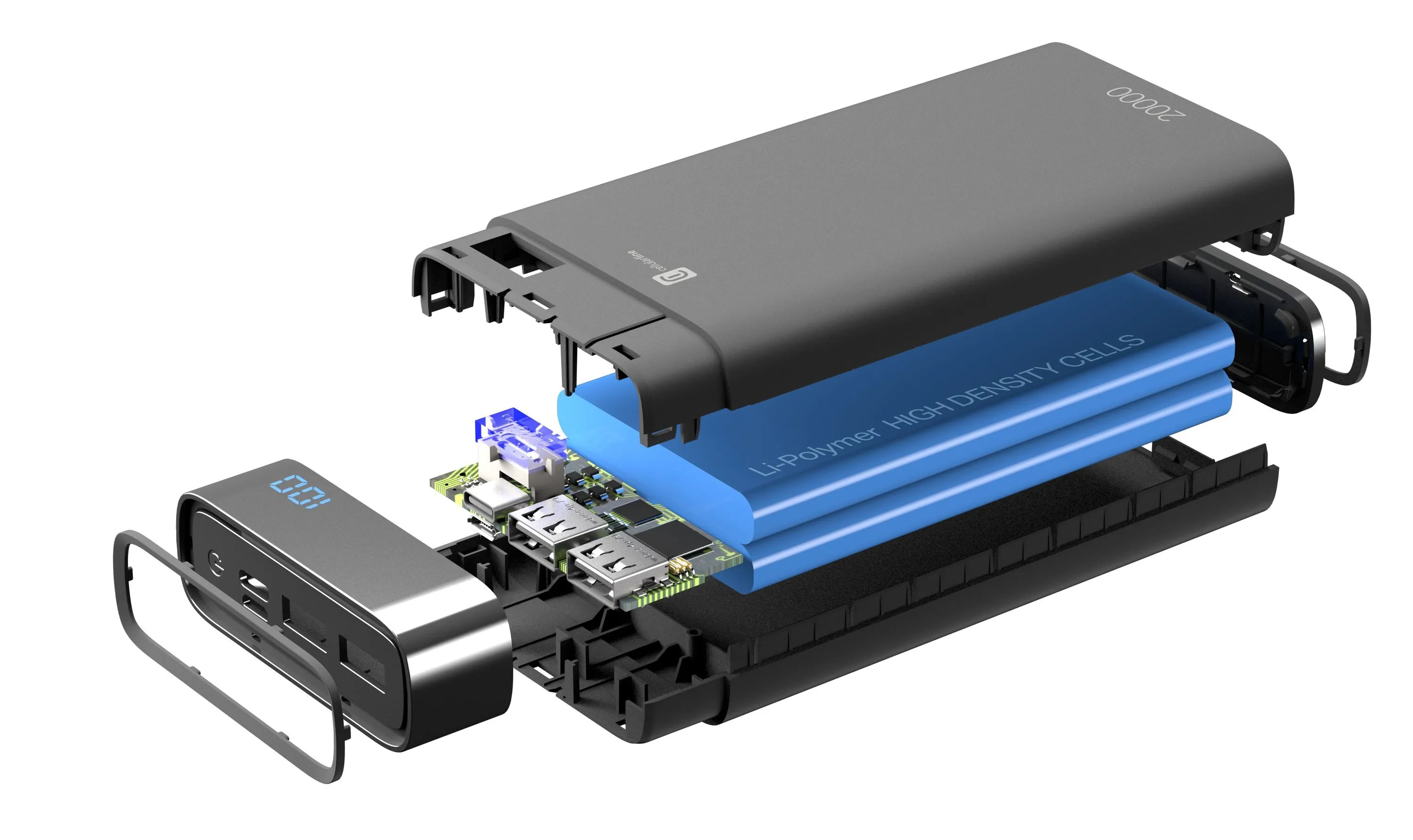 Acumulator extern Cellularline FreePower MANTA 20000, 20mAh, Negru