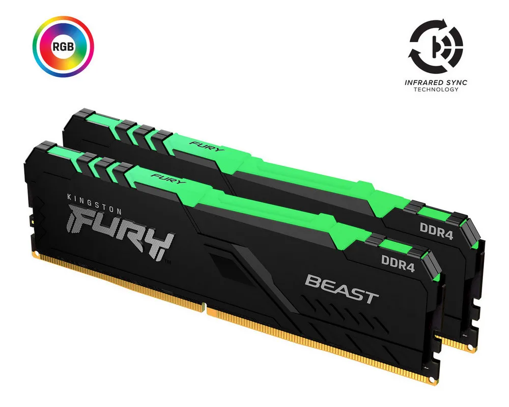 Memorie RAM Kingston FURY Beast RGB, DDR4 SDRAM, 3733 MHz, 32GB, KF437C19BB1AK2/32