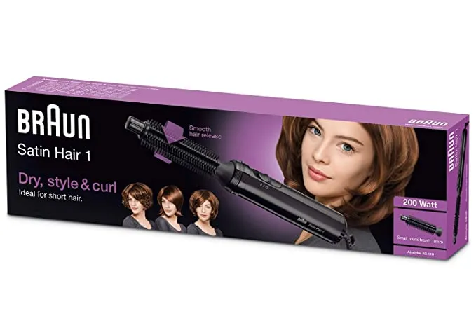 Uscător de păr-perie Braun Satin Hair 1 AS110, 200 W, Alb