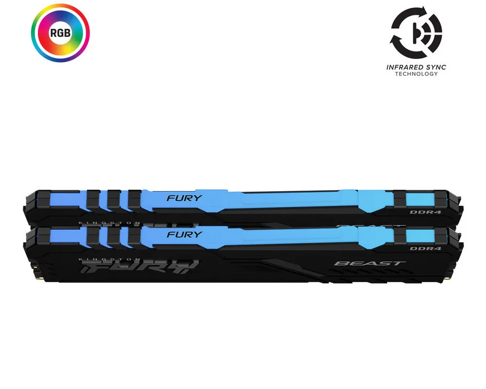 Memorie RAM Kingston FURY Beast RGB, DDR4 SDRAM, 3733 MHz, 32GB, KF437C19BB1AK2/32