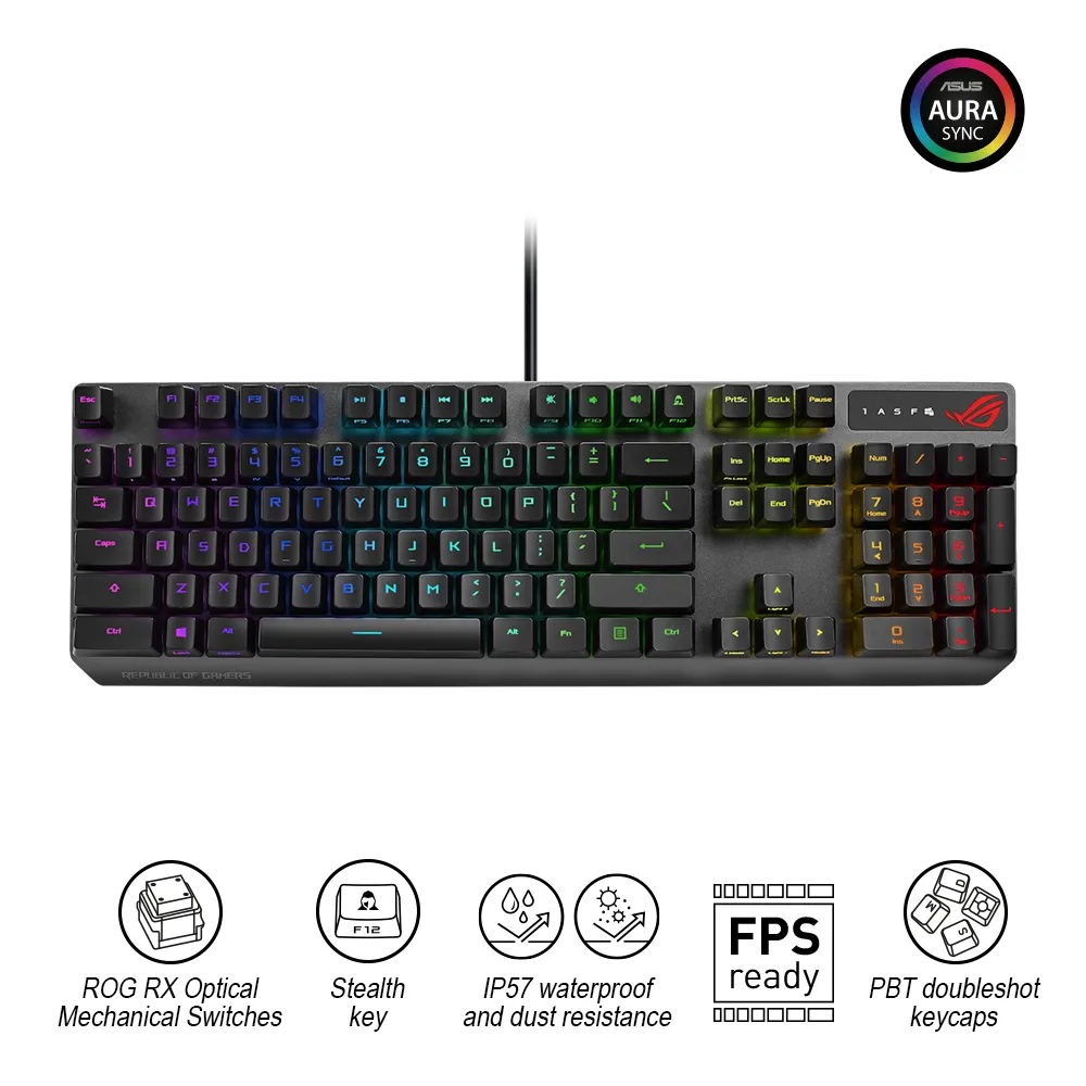Tastatură ASUS Strix Scope RX, Cu fir, Negru