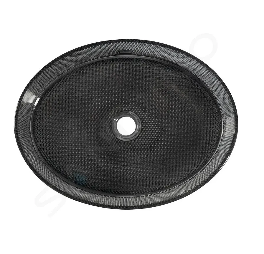 Lavoar din sticla securizata SanDonna Vela Oval (Negru)