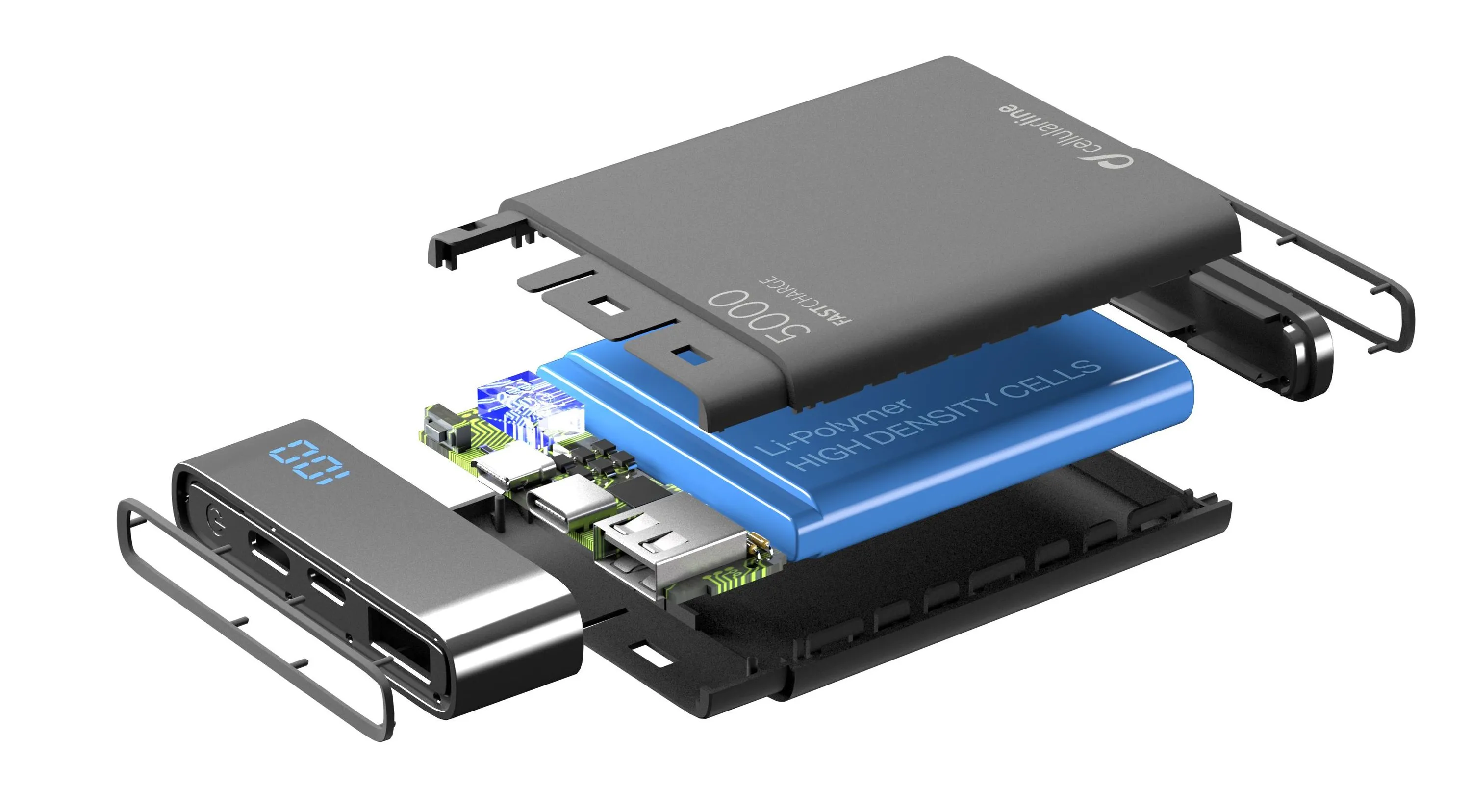 Acumulator extern Cellularline FreePower MANTA 5000, 5mAh, Negru