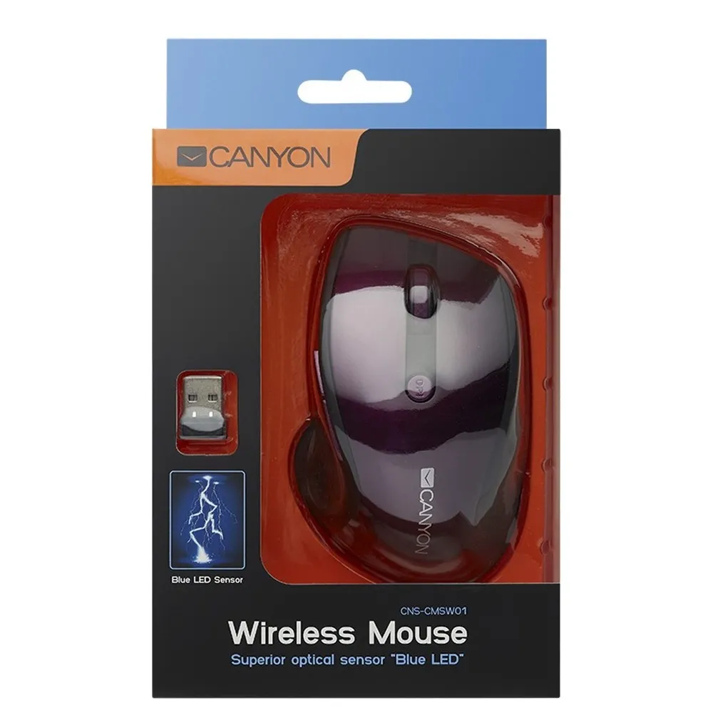 Mouse Wireless Canyon MW-01, Black/Violet