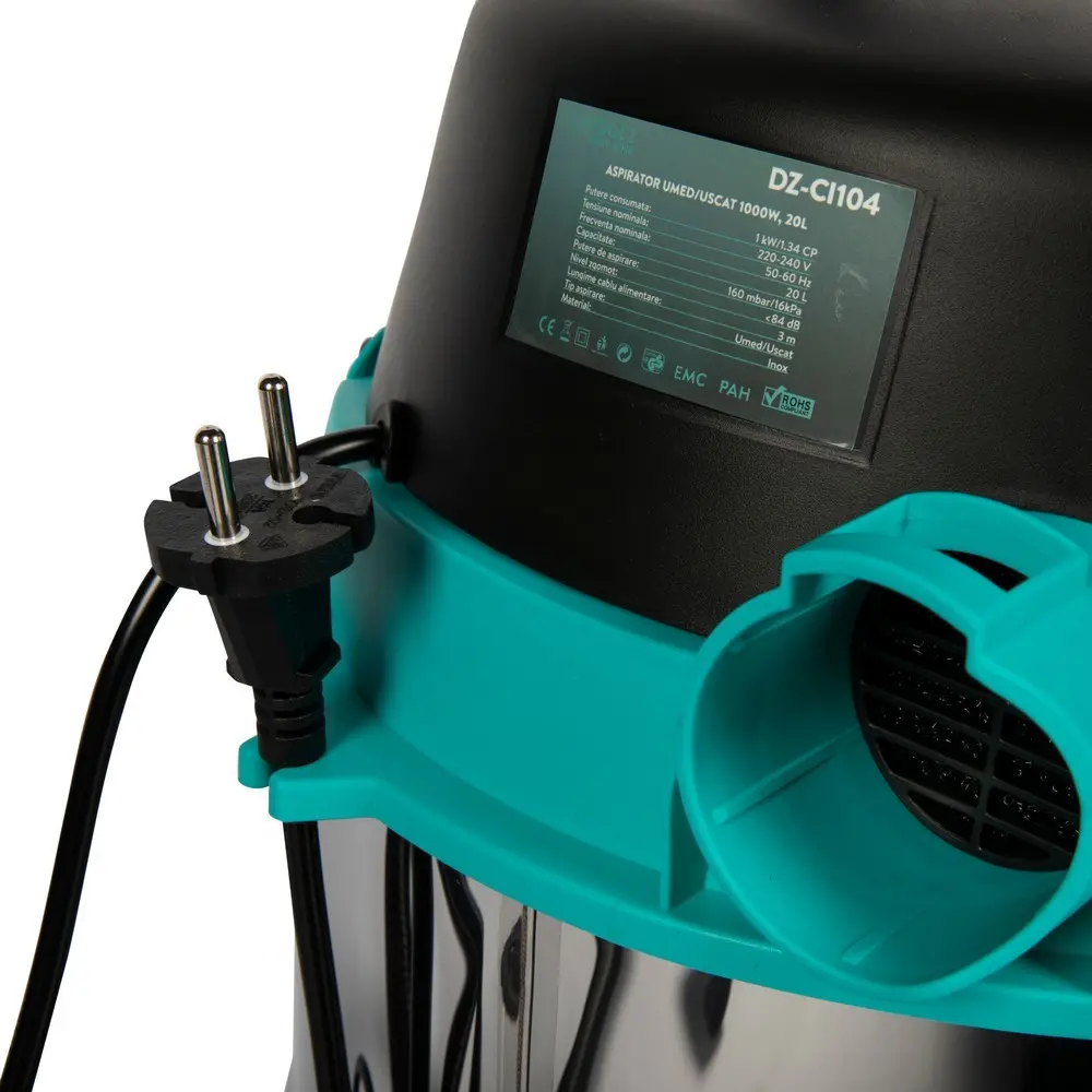 Aspirator industrial Detoolz 1000W, 20L (uscat umed) 