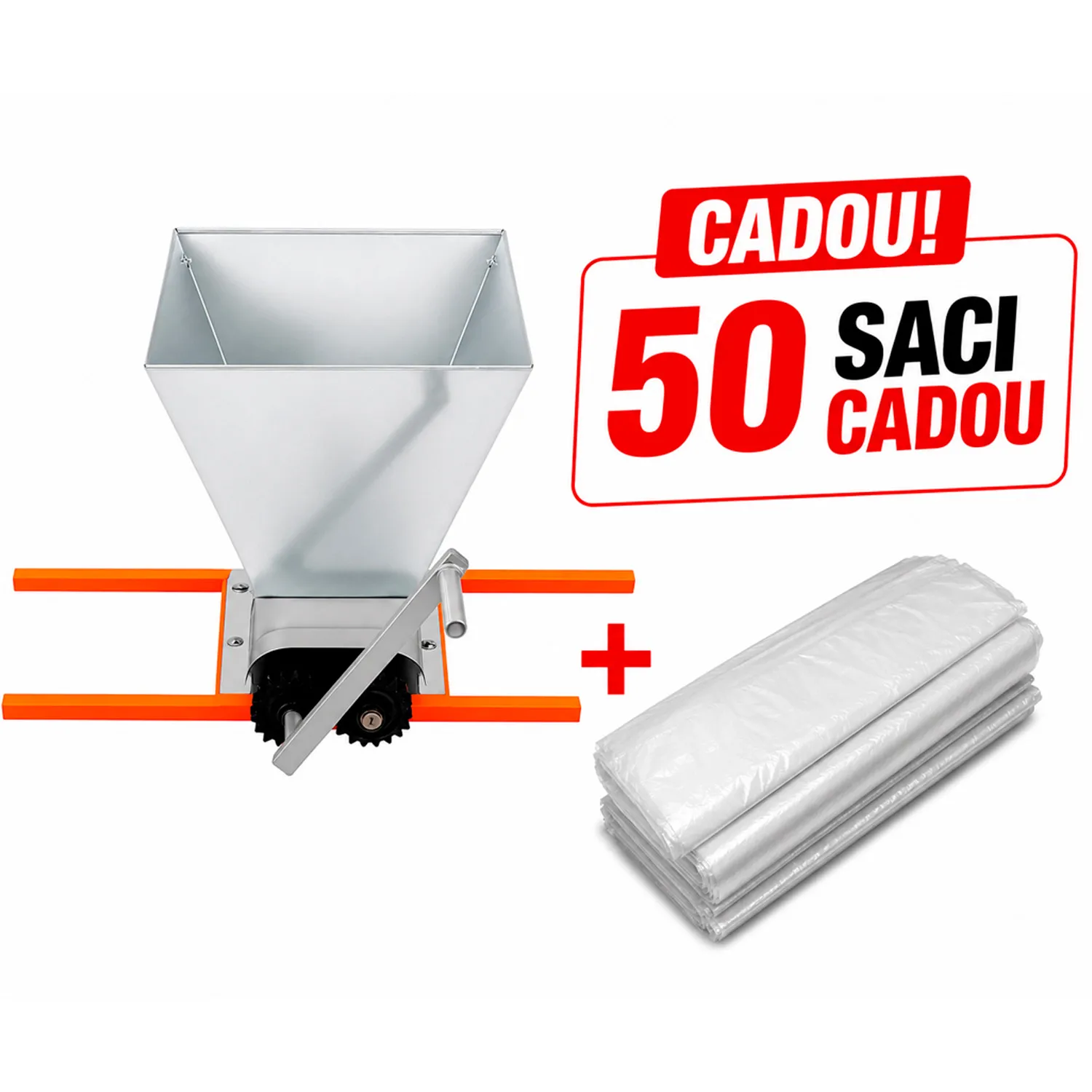 Zdrobitor de struguri manual 20L Technoworker + 50 saci cadou