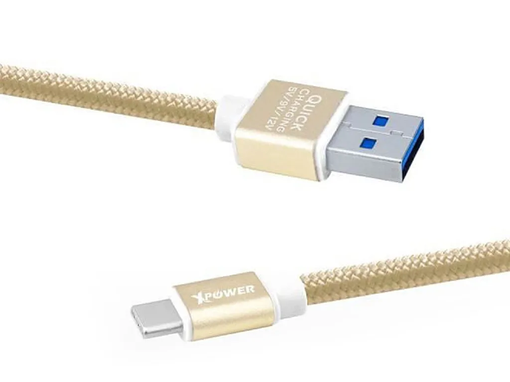 Cablu încărcare și sincronizare Xpower Lightning cable Nylon, USB Type-A/Lightning, 1m, Auriu