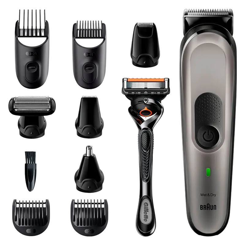 Trimmer pentru bărbați Braun MGK7320, Gri | Argintiu