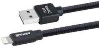 Cablu încărcare și sincronizare Xpower Lightning cable Nylon, USB Type-A/Lightning, 1m, Negru