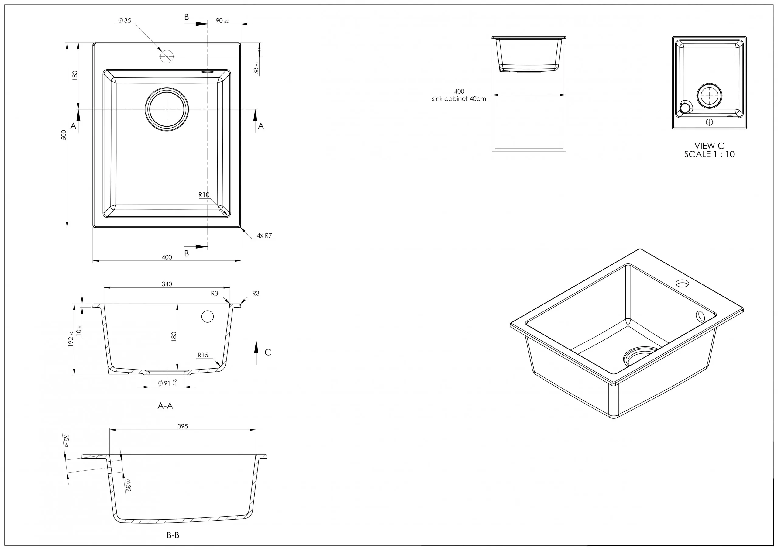 Chiuveta SanDonna Vesta 400 (Bej nisip)