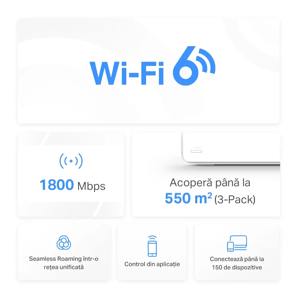 Sistem Wi-Fi Mesh MERCUSYS Halo H70X (3-pack), Alb