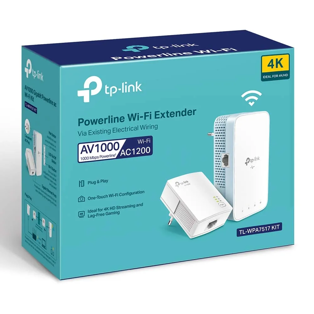 Powerline Adapter  TP-LINK TL-WPA7517 KIT, AV1000, 1000 Mbps, Alb