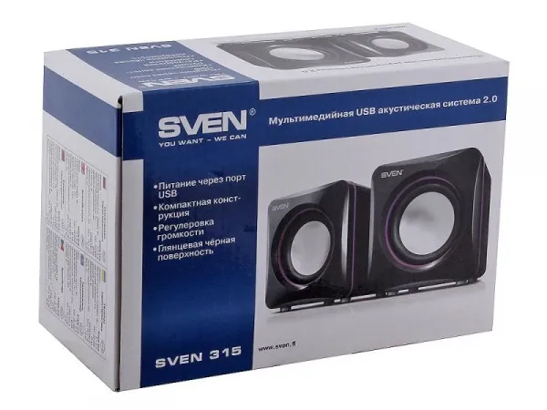 Boxe pentru calculator 2.0 SVEN "315", Negru