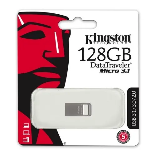 Memorie USB Kingston DataTraveler Micro 3.1, 128GB, Argintiu