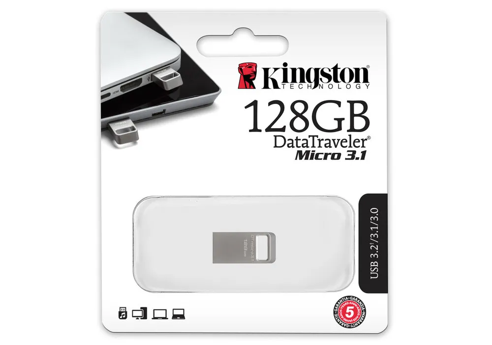 Memorie USB Kingston DataTraveler Micro 3.1, 128GB, Argintiu