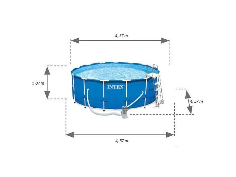 Piscină cu cadru metalic Intex Metal Frame, 16800L, Albastru, 28242
