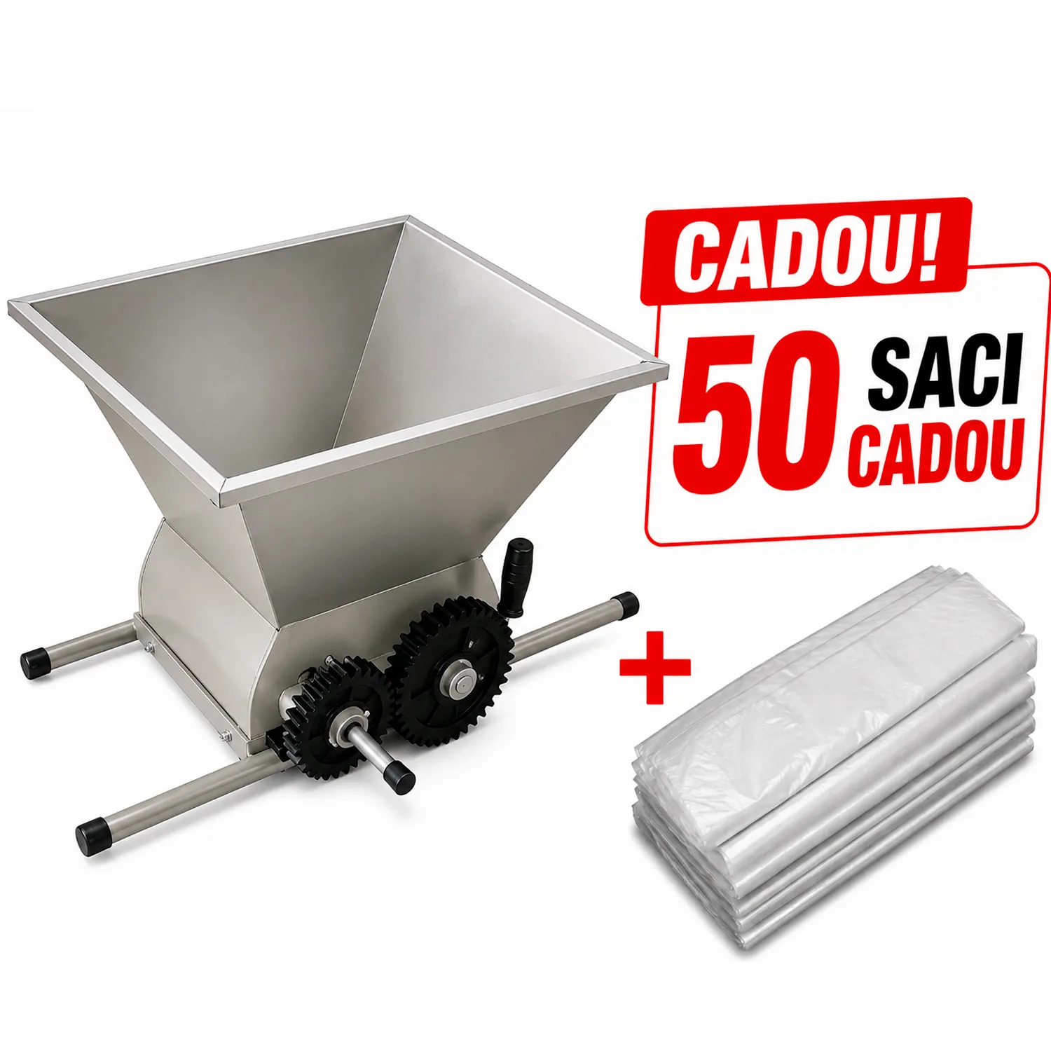 Zdrobitor de struguri 25L TechnoWorker + 50 saci cadou