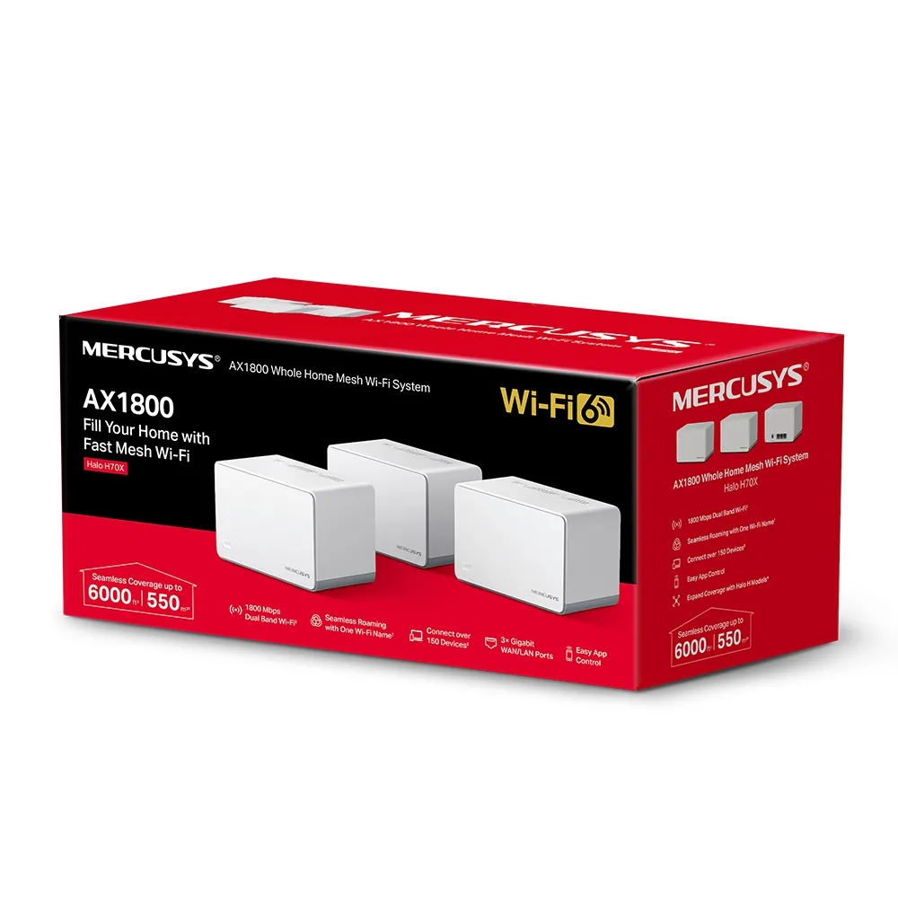 Sistem Wi-Fi Mesh MERCUSYS Halo H70X (3-pack), Alb