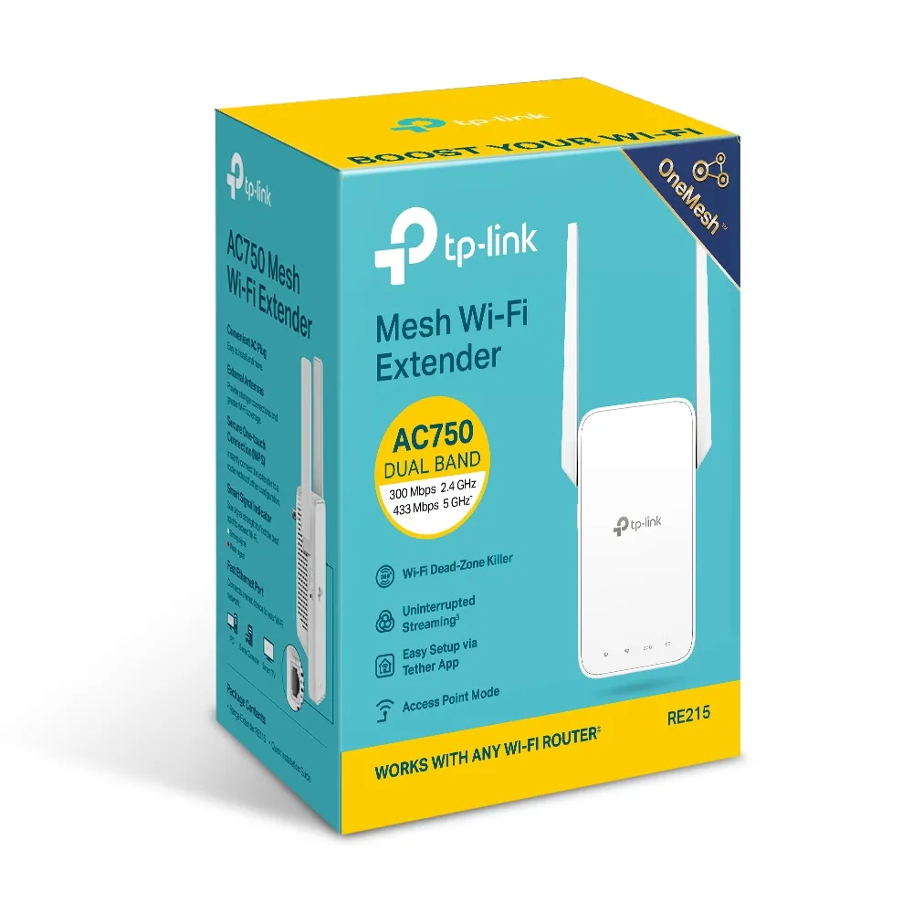 Amplificator de semnal Wi‑Fi TP-LINK RE215, 300 Mbps, 433 Mbps, Alb